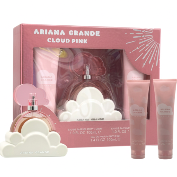 Estuche Ariana Grande Cloud Pink Mujer 3pzs 100ml Edp + Gel De Baño + Crema