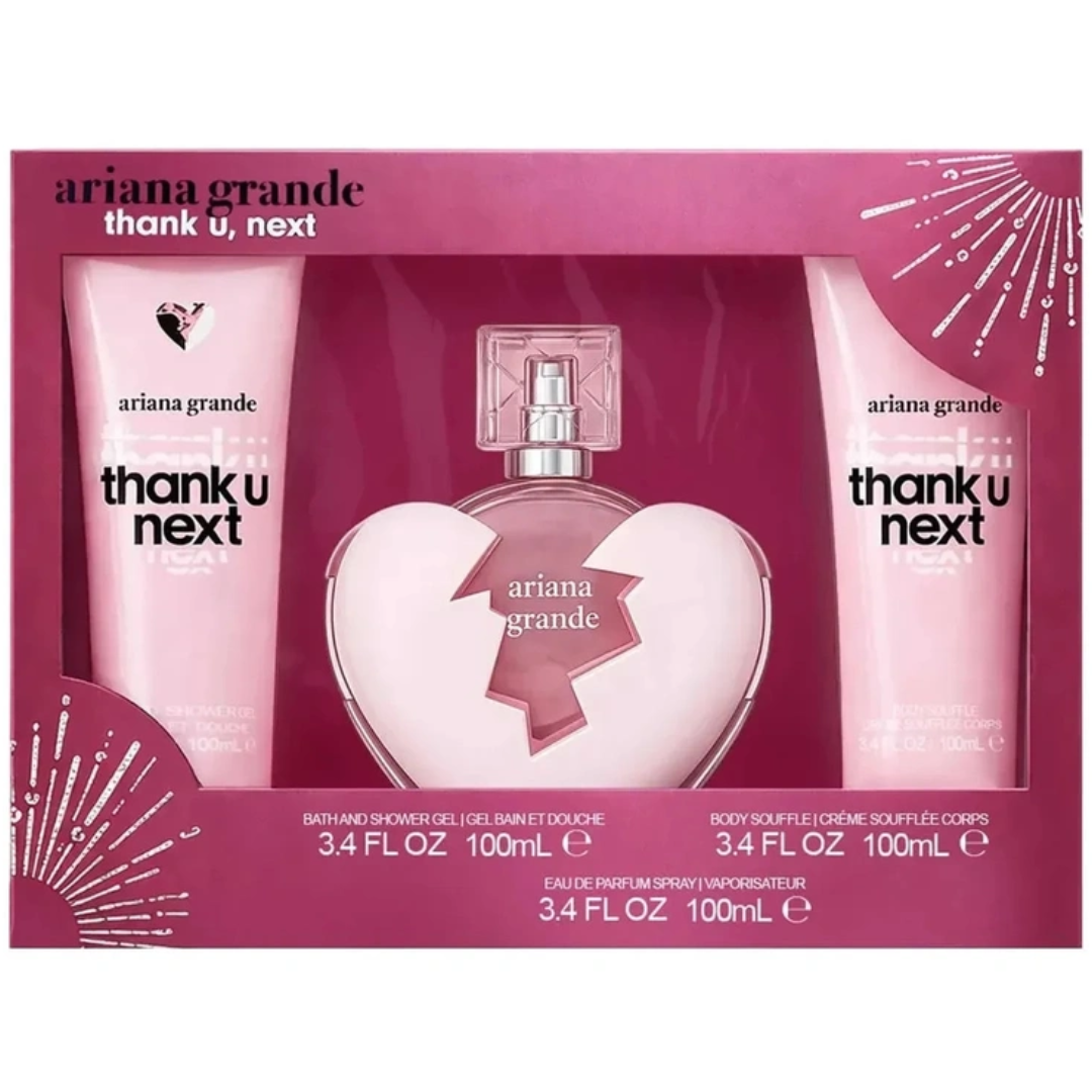Estuche Ariana Grande Thank You Next Mujer 3pzs 100ml + Crema + Gel