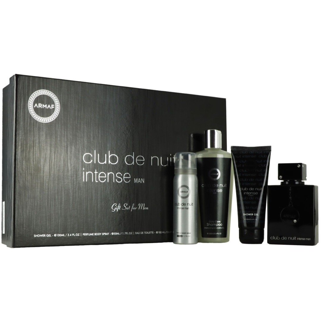 Estuche Armaf Club De Nuit Intense Hombre 4pzs 100ml Edt + Shampoo + Gel De Baño + Spray