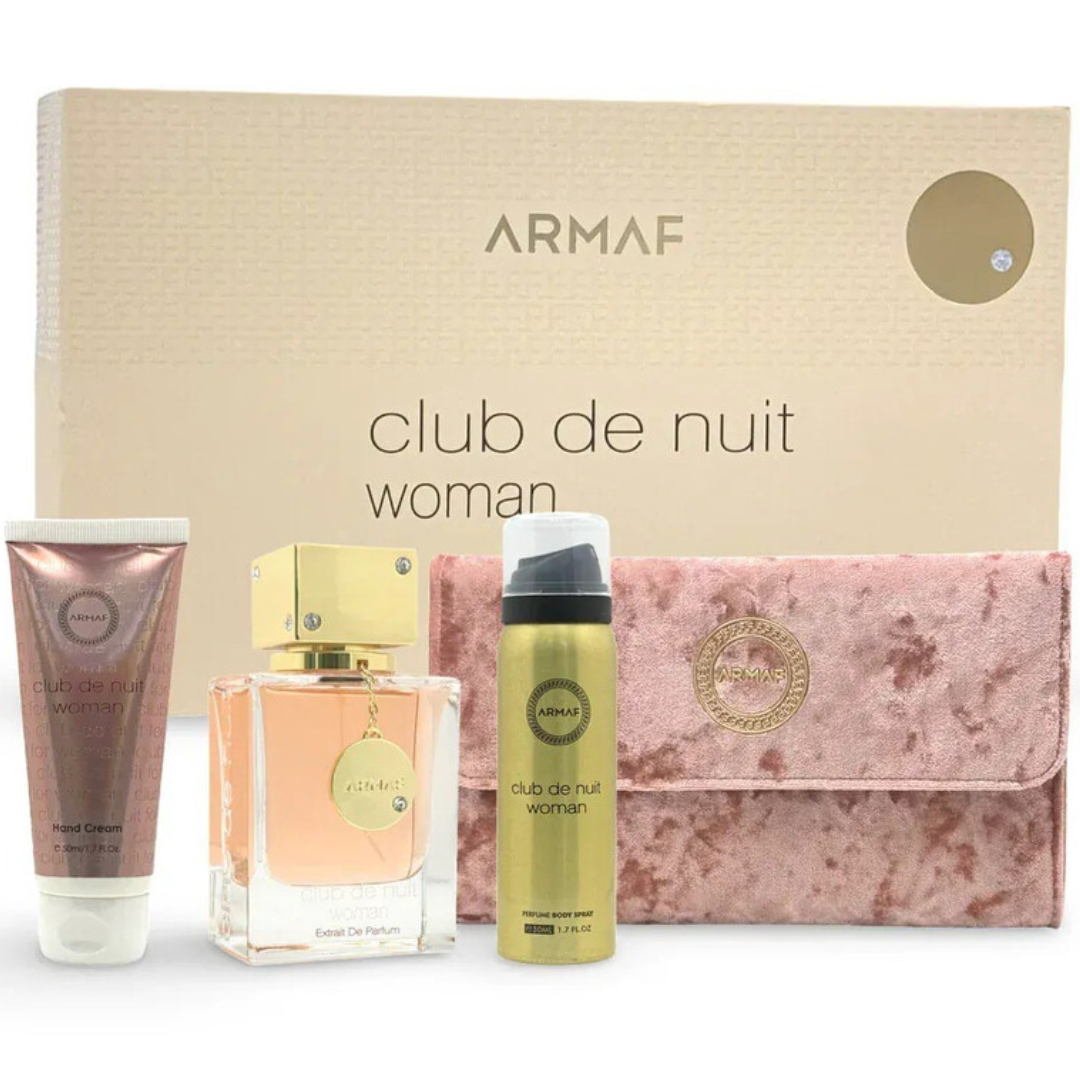 Estuche Armaf Club De Nuit Mujer 4pzs 70ml Edp + Spray + Crema + Cartera Mano