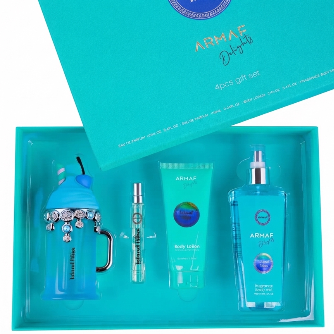 Estuche Armaf Delights Island Bliss Mujer 100ml Edp + 10ml Edp + Splash + Crema