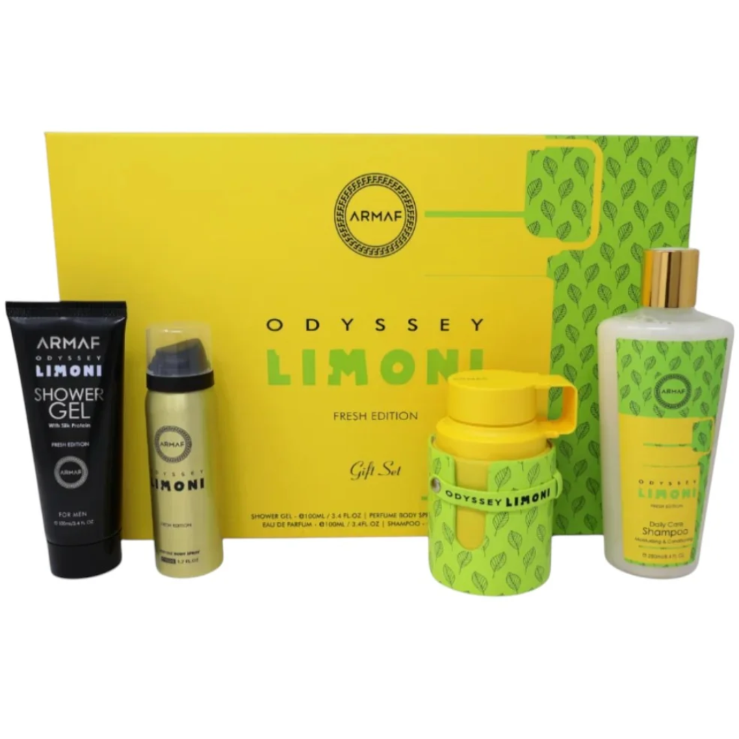 Estuche Armaf Odyssey Limoni Unisex 4pzs 100ml Edp + Splash + Spray + Crema