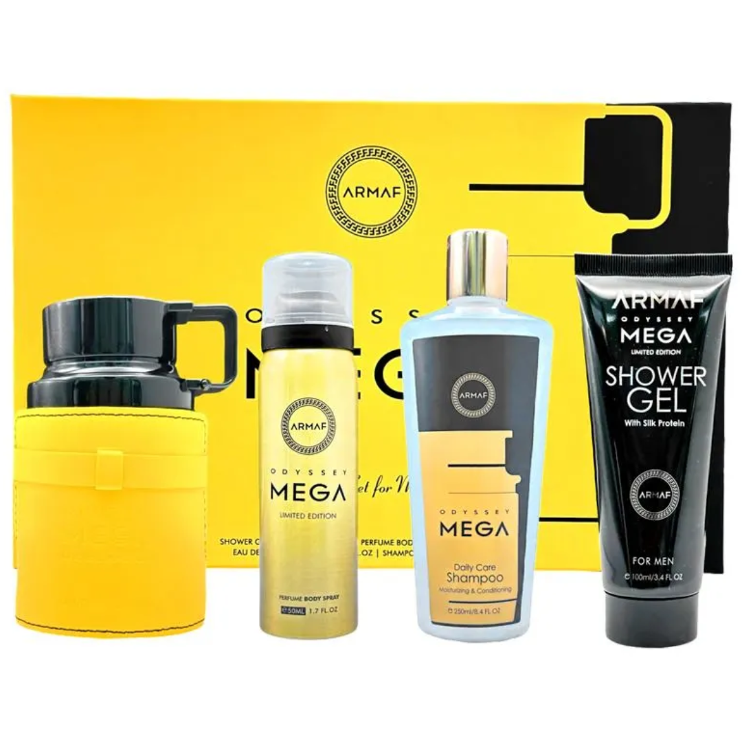 Estuche Armaf Odyssey Mega Hombre 4pzs 100ml Edp + Gel De Baño + Desodorante + Shanmpoo