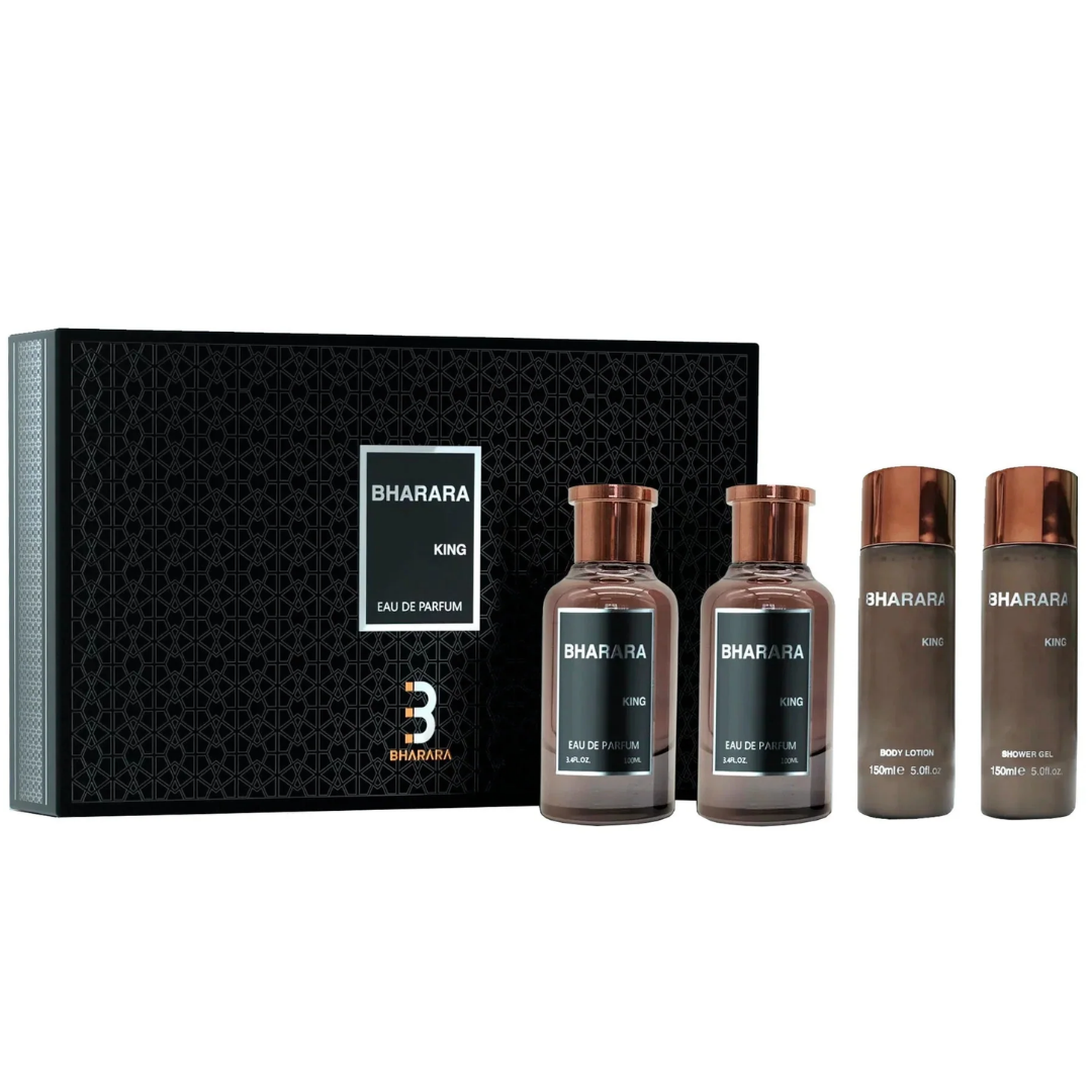 Estuche Bharara King Hombre 4pzs 100ml Edp + Gel De Baño + After Shave + Crema