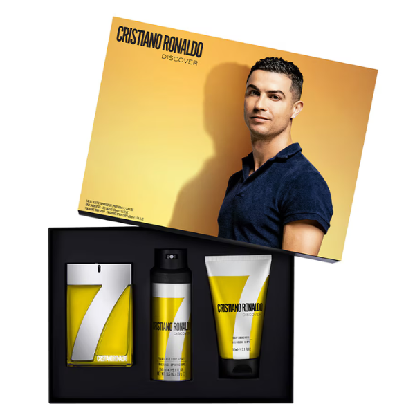 Estuche Cristiano Ronaldo Cr7 Discover Hombre 3pzs 100ml Edt + Gel De Baño + Splash