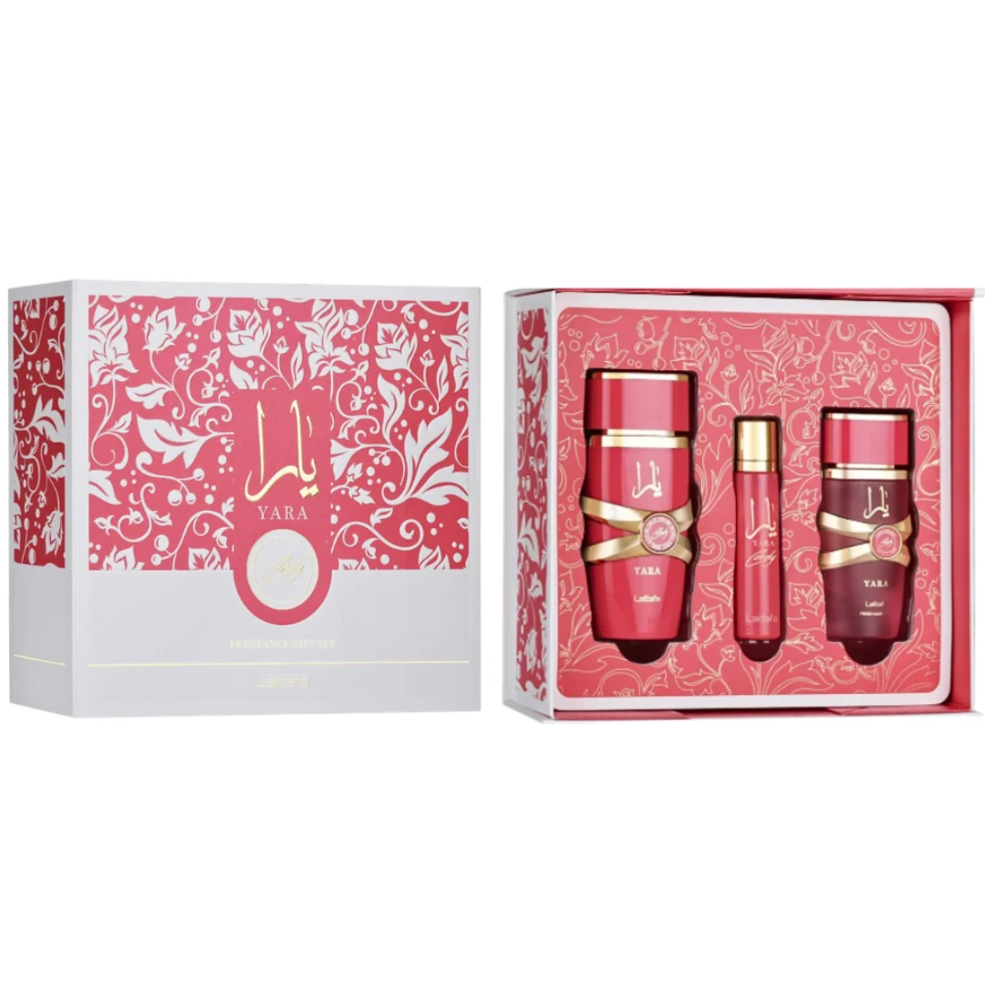 Estuche Lattafa Yara Candy Mujer 3pzs 100ml Edp + 12ml Edp + Spray De Cabello