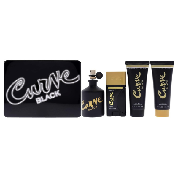 Estuche Liz Claiborne Curve Black Hombre 4 Pzs 100ml Edt + Desodorante + Gel De Baño + After Shave