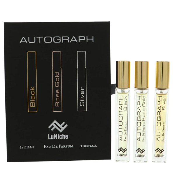 Estuche Luniche Minis Unisex 3pzs 10ml Autograph Black + Rose Gold + Silver