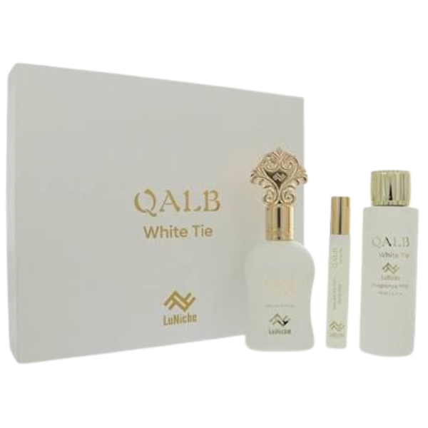 Estuche Luniche Qalb White Tie Unisex 3pzs 100ml Edp + 10ml Edp + Mist