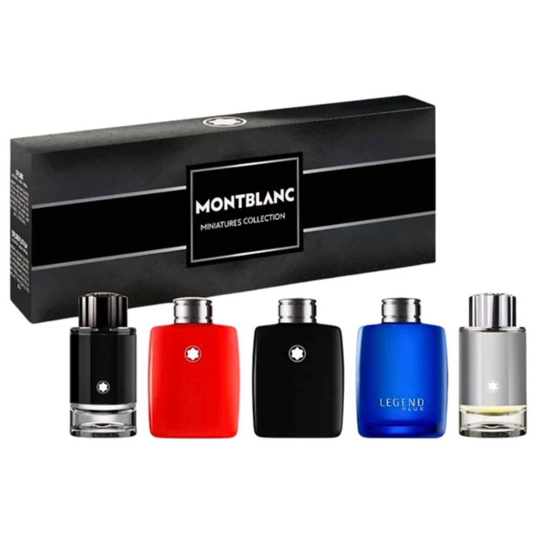 Estuche Minis Mont Blanc Hombre 5 Pzs 5ml  Explorer + Explorer Platinum + Legend Blue - Red - edt
