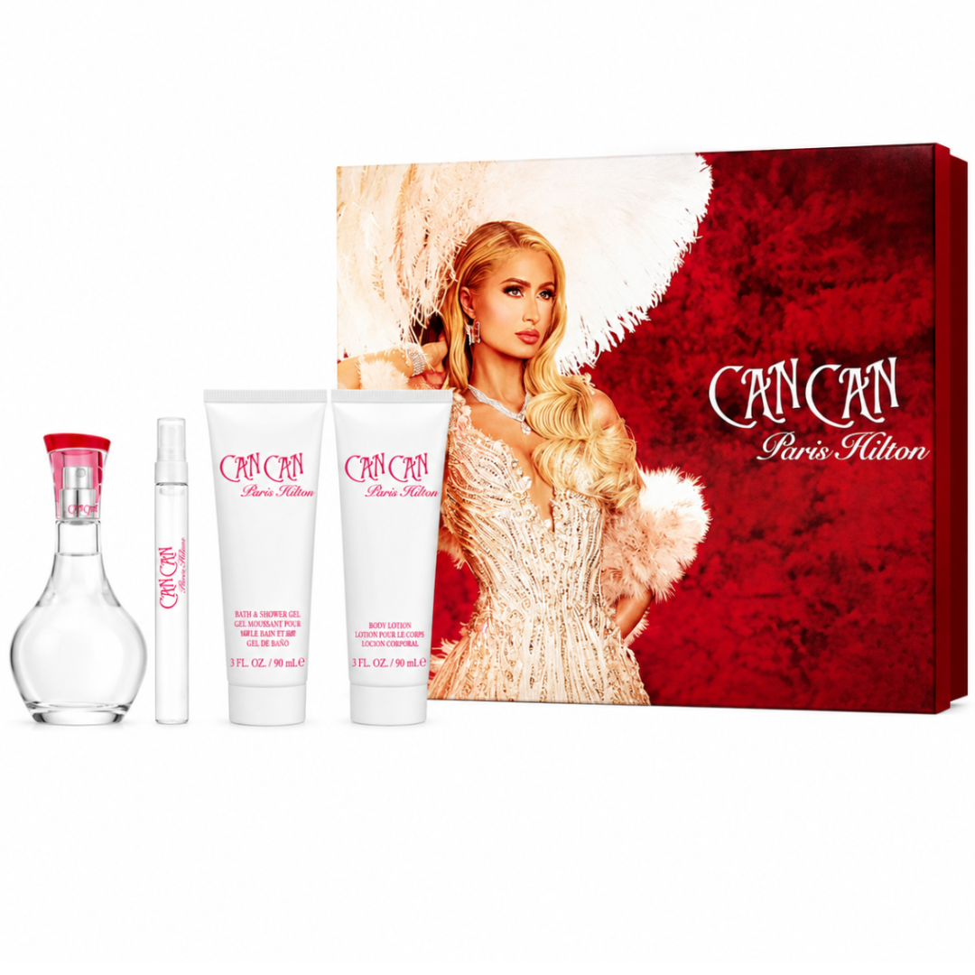 Estuche Paris Hilton Can Can Mujer 4pzs 100ml Edp + 10ml Edp + Crema + Gel De Baño