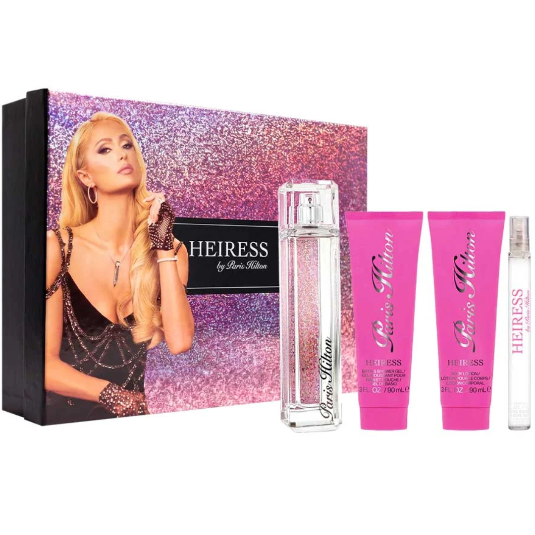 Estuche Paris Hilton Heiress Mujer 4pzs 100ml Edp + 10ml Edp + Gel De Baño + Crema