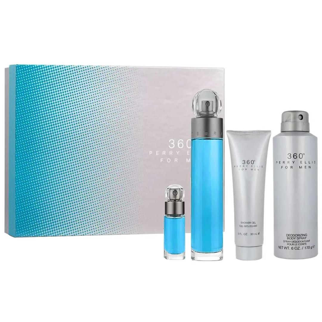 Estuche Perry Ellis 360 Hombre 4pzs 100ml Edp + 7.5ml Edp + Crema + Gel De