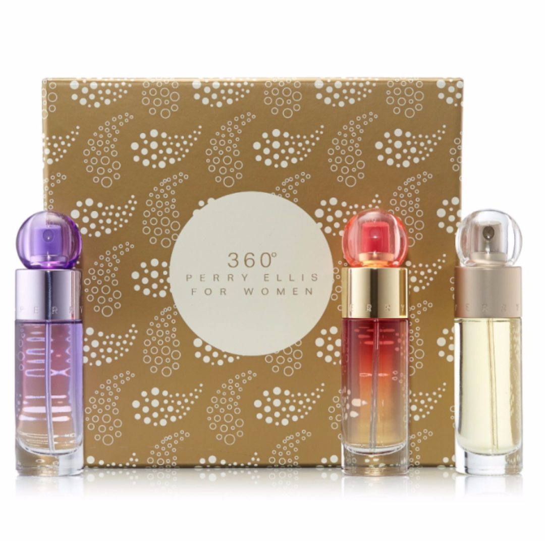 Estuche Perry Ellis 360 Trio Mujer 3pzs 30ml Edt 360 Trad + 30ml Edt 360 Purple + 30ml Edt 360 Red