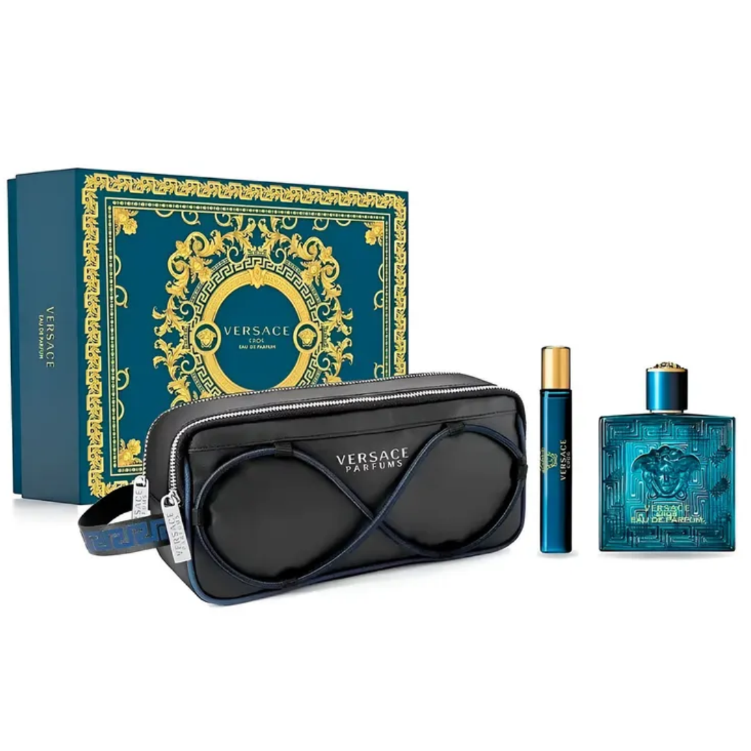 Estuche Versace Eros Edp Hombre 3pzs 100ml Edp + 30ml Edp + Mariconera