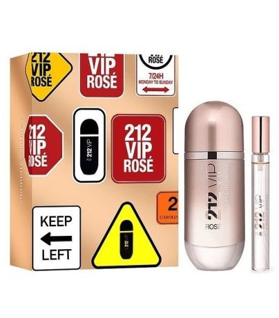 Estuche Carolina Herrera 212 Vip Rose Mujer 2pzs 80ml Edp + Decant